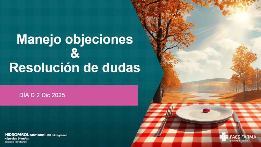 Paisaje otoñal junto a una mesa con mantel de cuadros, plato y una cápsula.